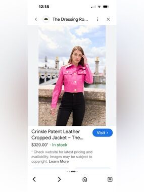 Women's Fuchsia crinkle Patent Leather Jacket